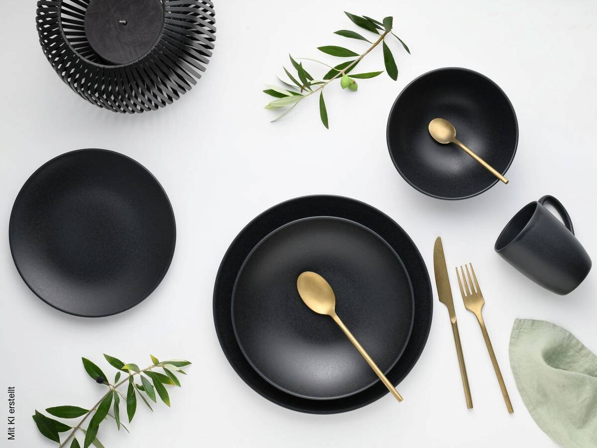 CreaTable Kombiservice Soft Touch schwarz Stein 20 tlg.