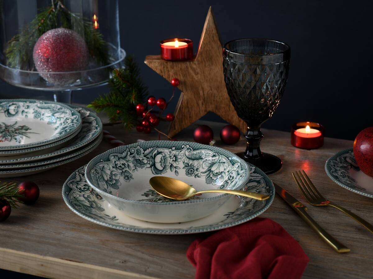 CreaTable Tafelservice Weihnachten bunt Steingut 12 tlg.