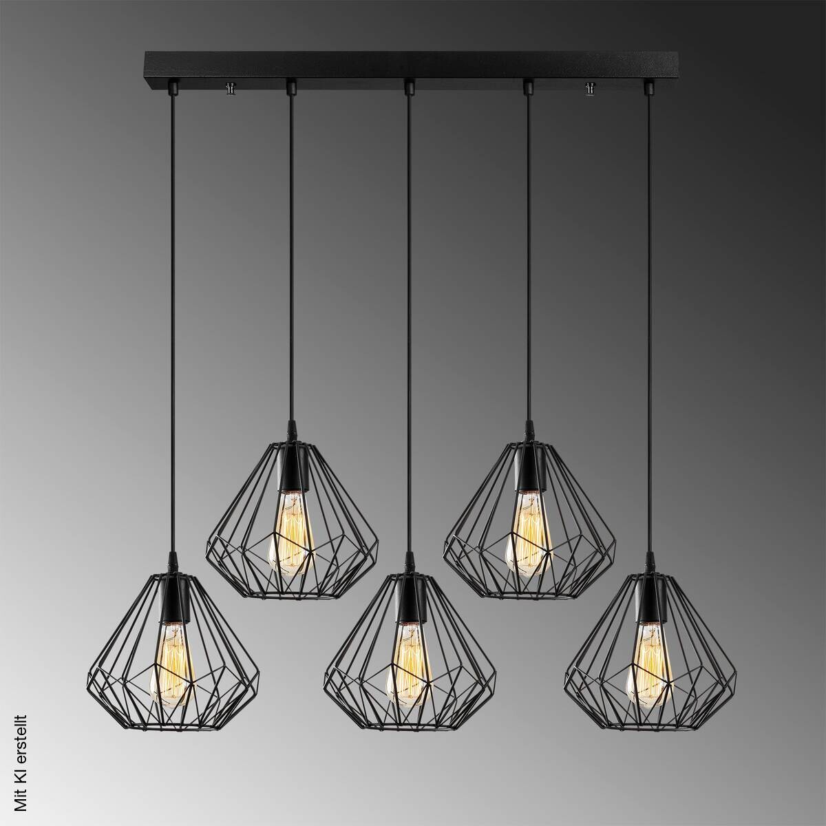 Opviq Pendelleuchte Metall B/H/T/L/D: ca. 93x117x93x93x93 cm E27 5 Brennstellen