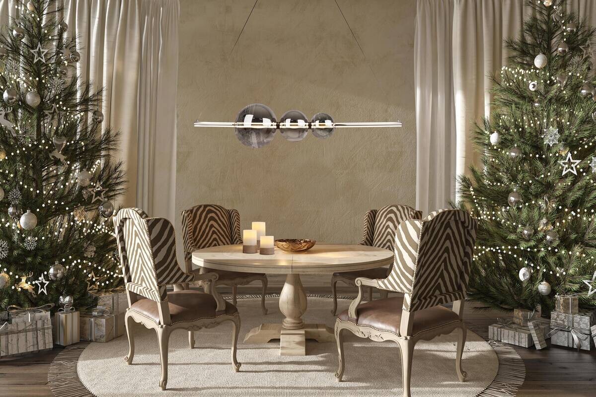 Näve Leuchten LED-Pendelleuchte Chrom Glas Metall B/H/T: ca. 125,3x150x25 cm
