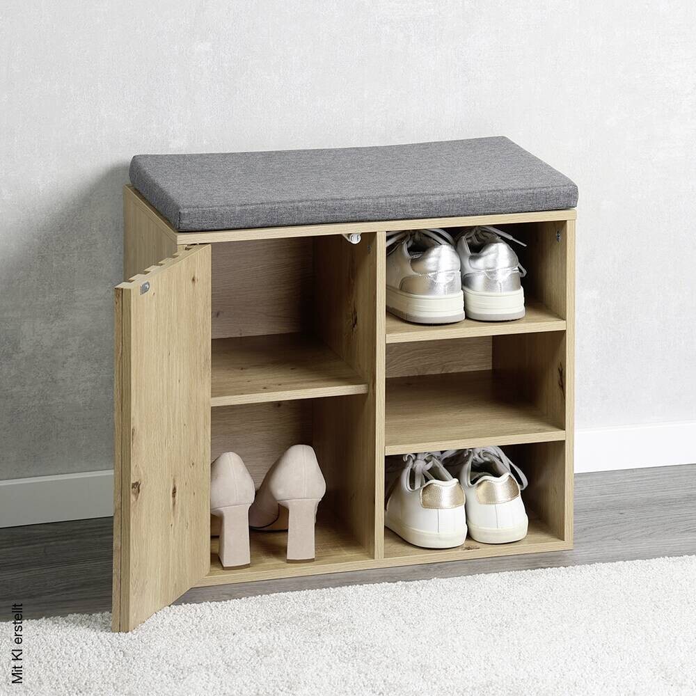 Kesper Schuhschrank grau Holz B/H/L: ca. 29,5x48x51,5 cm