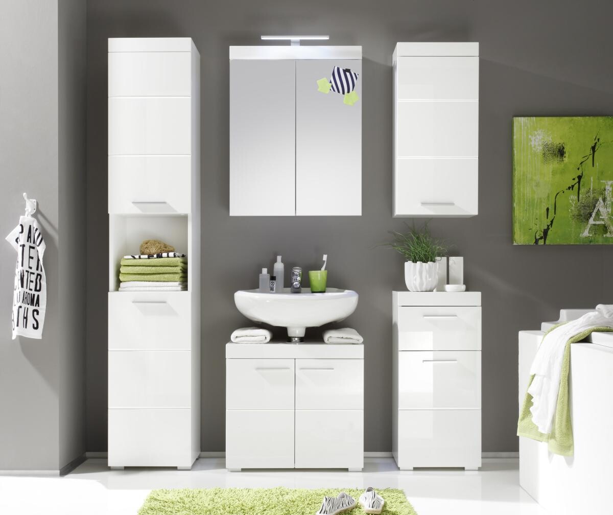 Waschbeckenunterschrank Amanda weiß weiß Hochglanz B/H/T: ca. 60x56x34 cm