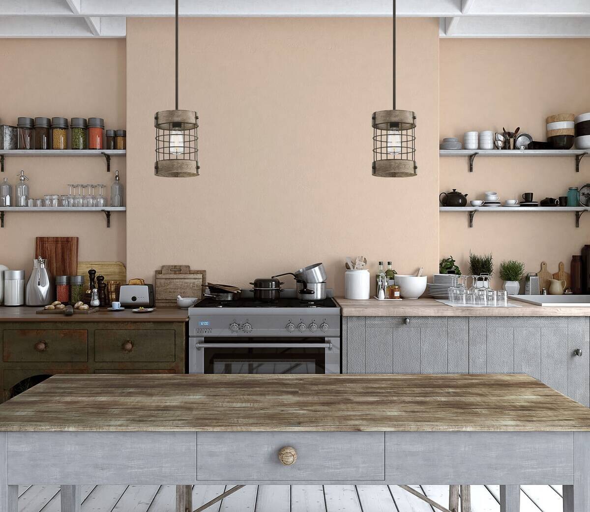 Westinghouse Pendelleuchte Langston bronze Holz Metall B/H/L: ca. 19x104x19 cm E27 1 Brennstellen