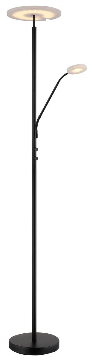 GLOBO Deckenfluter mattschwarz Satiniert Metall Acryl H/D: ca. 180x30 cm 2 Brennstellen