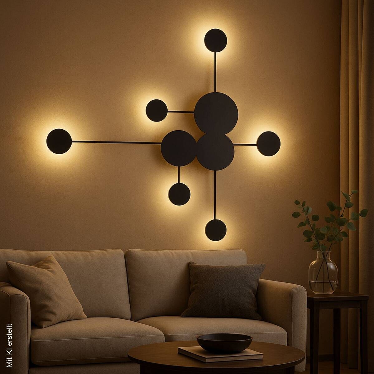 Opviq LED-Wandleuchte schwarz B/H/T: ca. 117x5x108 cm 6 Brennstellen