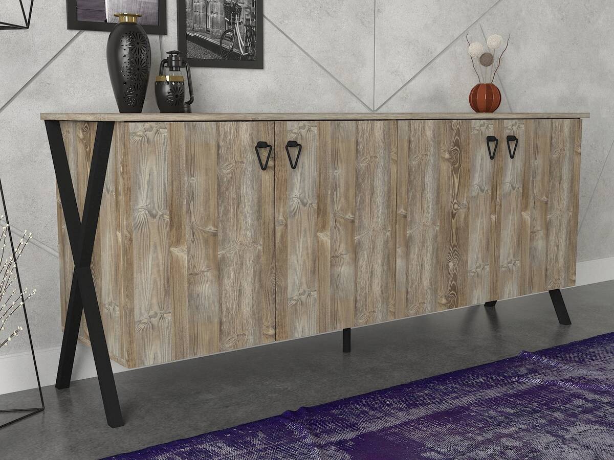 Sideboard Zeth Eiche Nachbildung B/H/T: ca. 180x76,8x44,8 cm