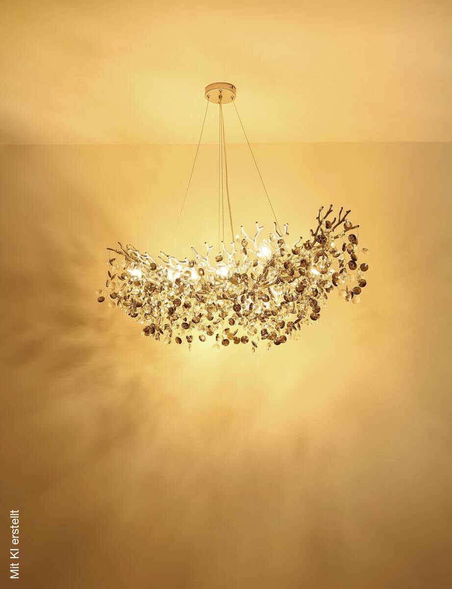 GLOBO Pendelleuchte Eleonore Chrom Metall Acryl B/L: ca. 160x100 cm E14 10 Brennstellen