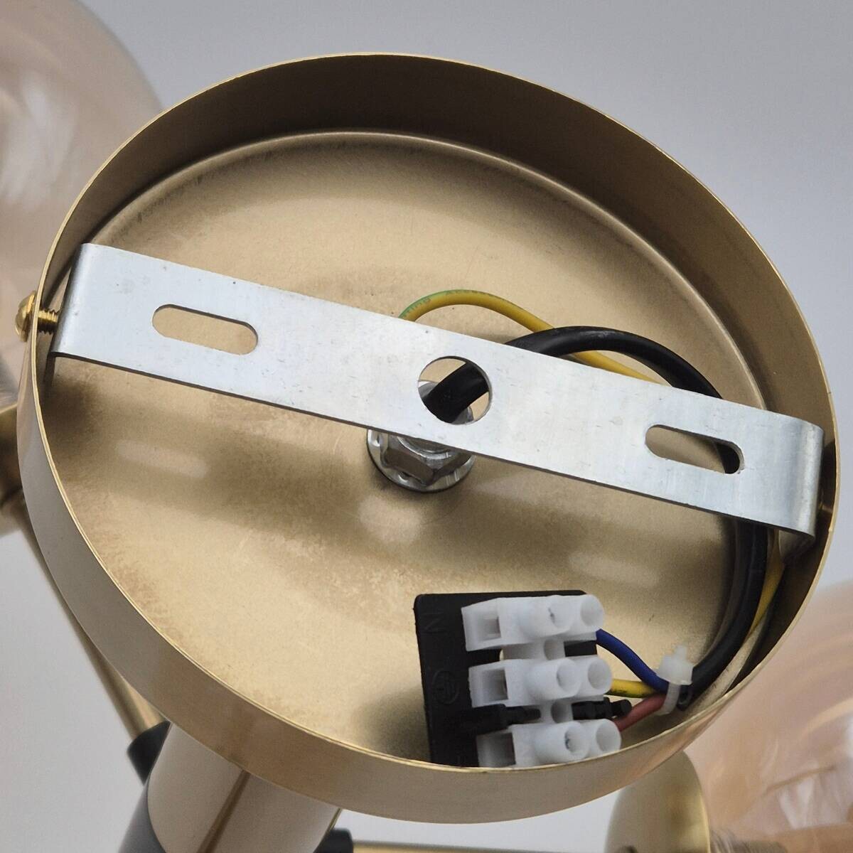 Lamkur Pendelleuchte Rollo gold schwarz Glas Stahl H/L: ca. 120x15 cm E27 1 Brennstellen