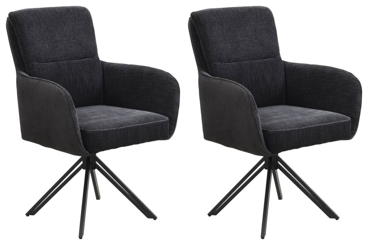 Stuhl TINO, 2er-Set schwarz Metall Microfaser B/H/T: ca. 62x94x70 cm