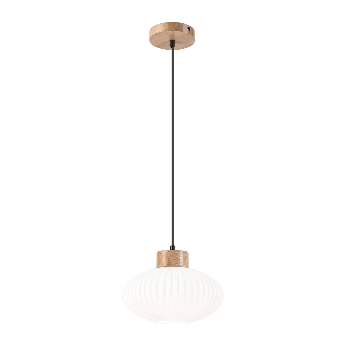 Lamkur Pendelleuchte Eiche Glas B/H/L: ca. 25x99x25 cm E27 1 Brennstellen