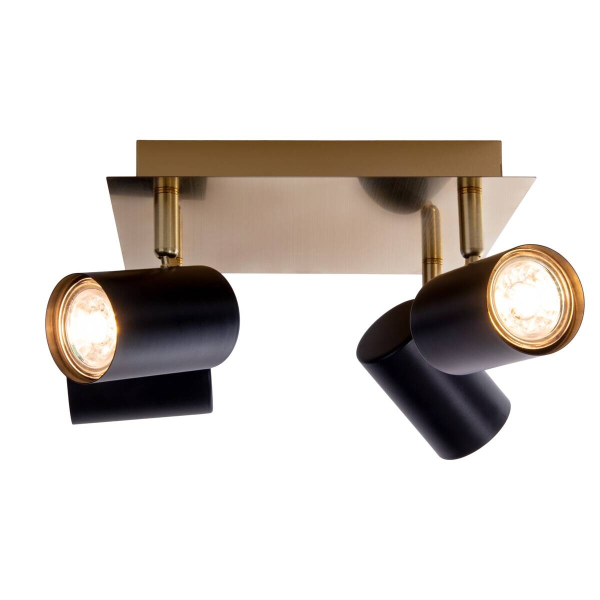 Näve Leuchten Deckenleuchte 1395022 schwarz gold Metall B/H/T: ca. 22x13,5x22 cm GU10 4 Brennstellen