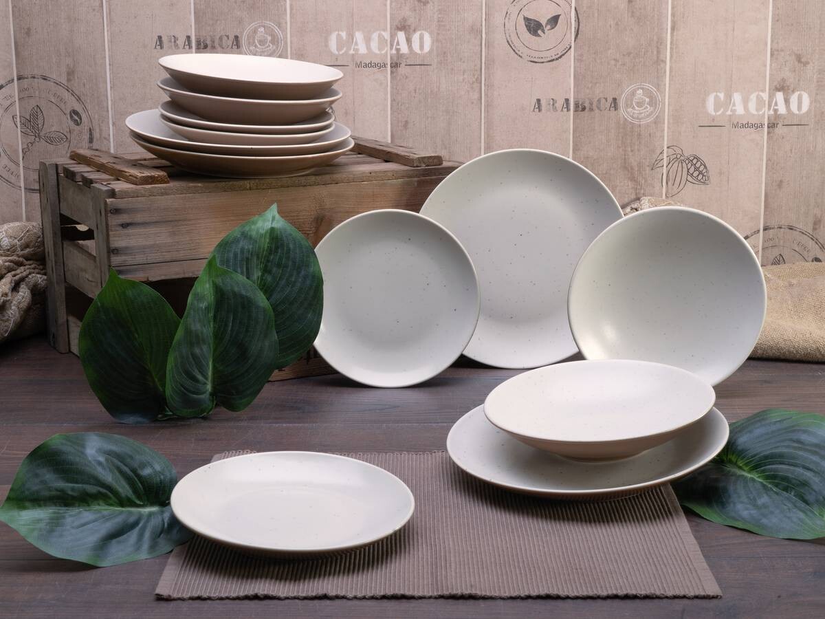 CreaTable Tafelservice SAND DUNES terracotta creme Keramik 12 tlg.