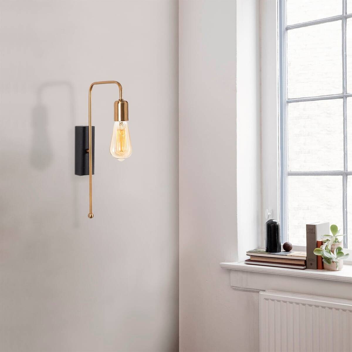 Opviq Wandleuchte gold schwarz Metall B/H/L: ca. 22x42x6 cm E27 1 Brennstellen