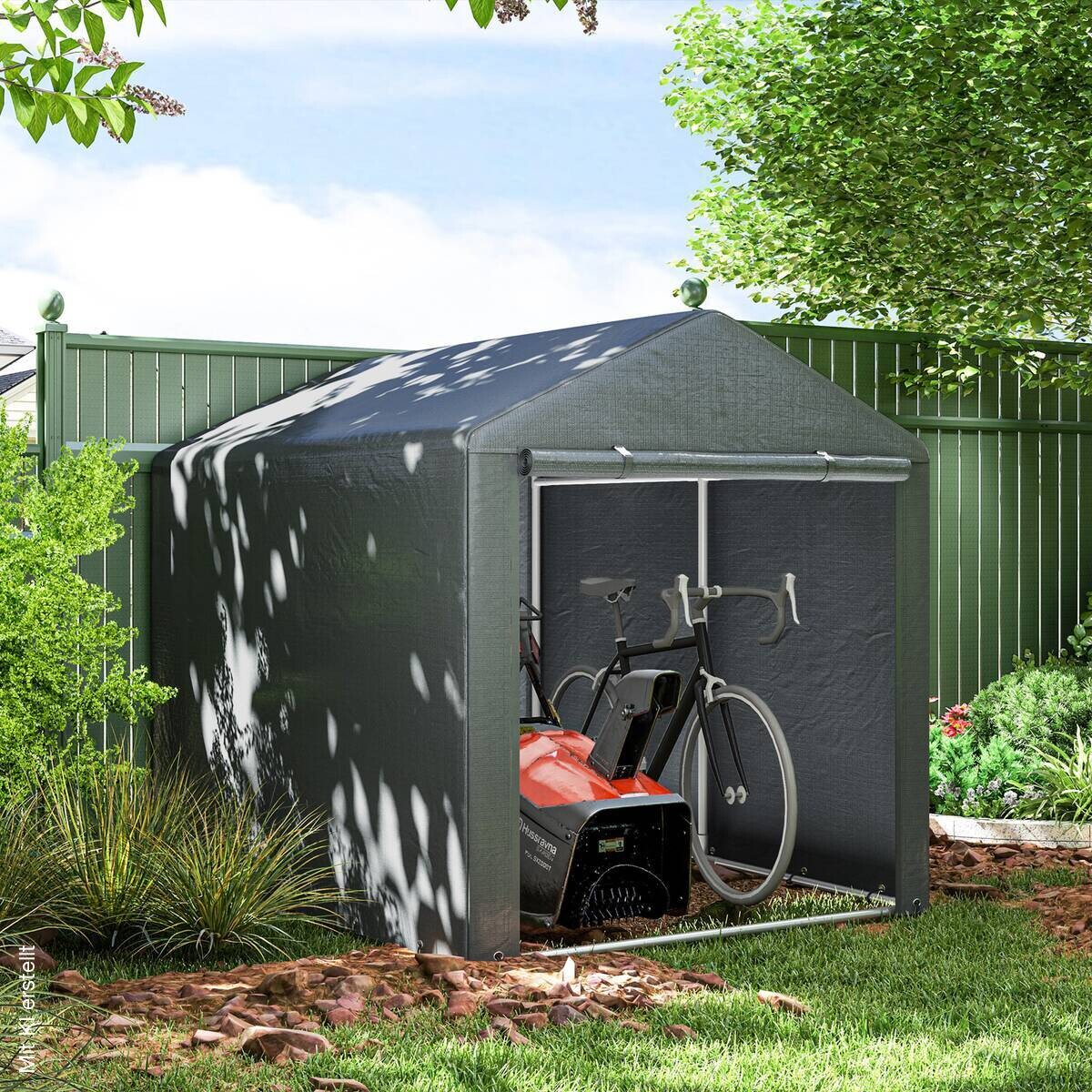 Outsunny Garagenzelt dunkelgrau Polyester B/H/L: ca. 218x172x160 cm