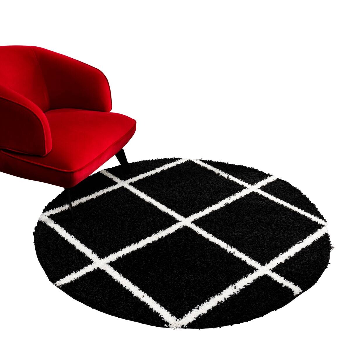 Sanat Hochflorteppich MADRID schwarz D: ca. 200 cm