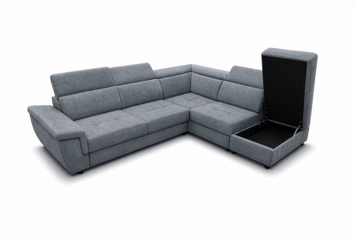 Ecksofa mit Bettfunktion und Bettkasten grau Flachgewebe B/H/T: ca. 267x75x238 cm