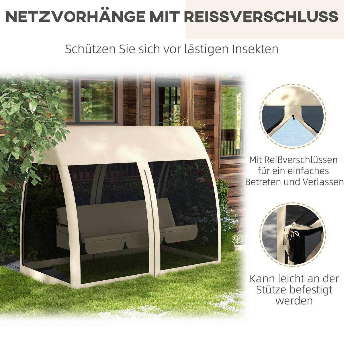 Outsunny Hollywoodschaukel kaffee Metall B/H/L: ca. 140x197x240 cm