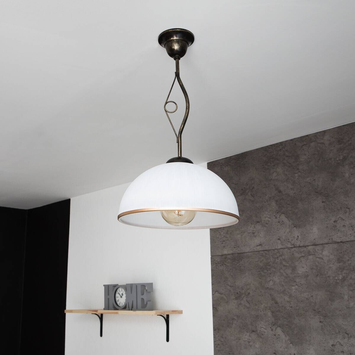 Lamkur Deckenleuchte Retro schwarz Glas Stahl B/H/L: ca. 32,5x45x32,5 cm E27 1 Brennstellen