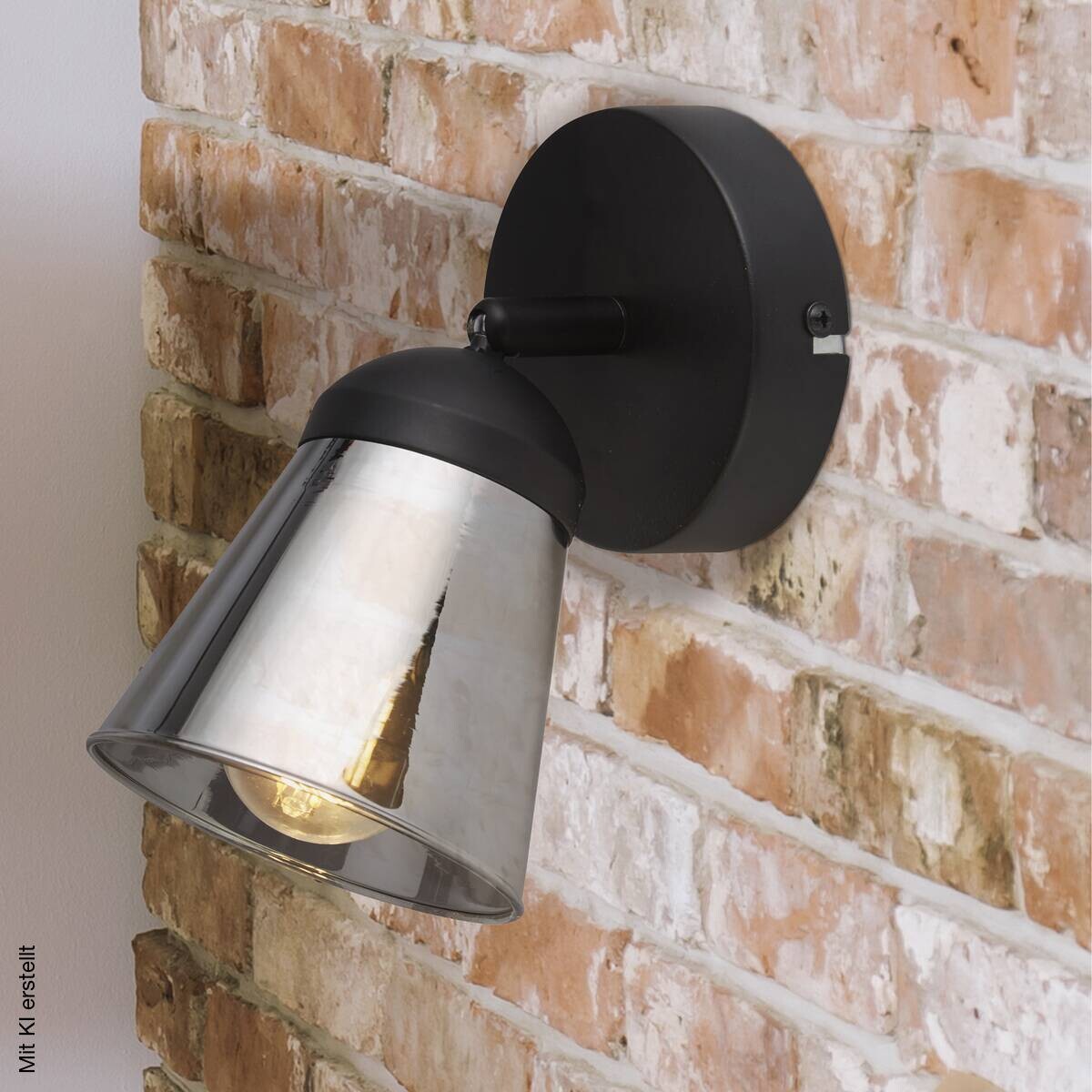 Searchlight Strahler Mega schwarz Stahl Glas B/H/T: ca. 10x17,5x18 cm E14 1 Brennstellen