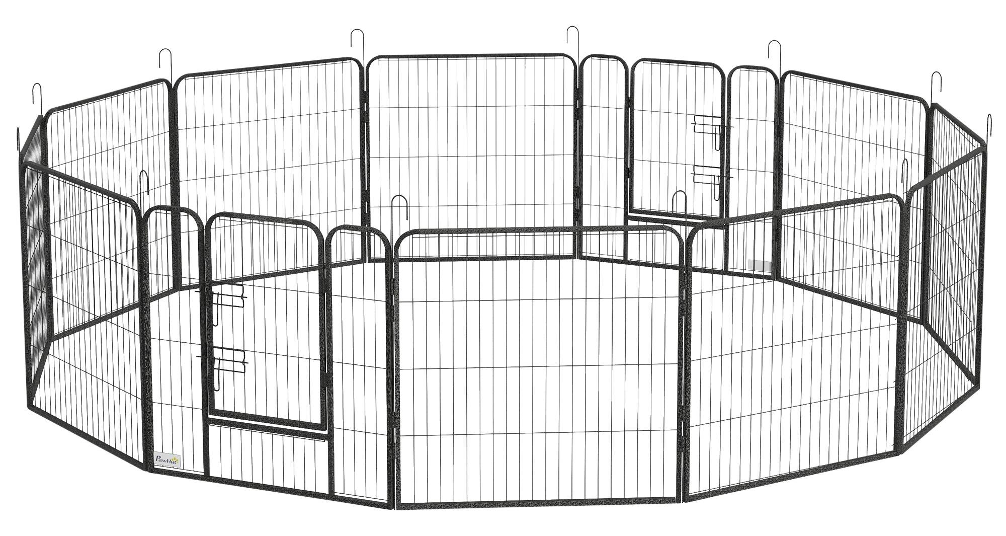 PawHut Welpenauslauf grau Stahl B/H/L: ca. 1,5x80x80 cm