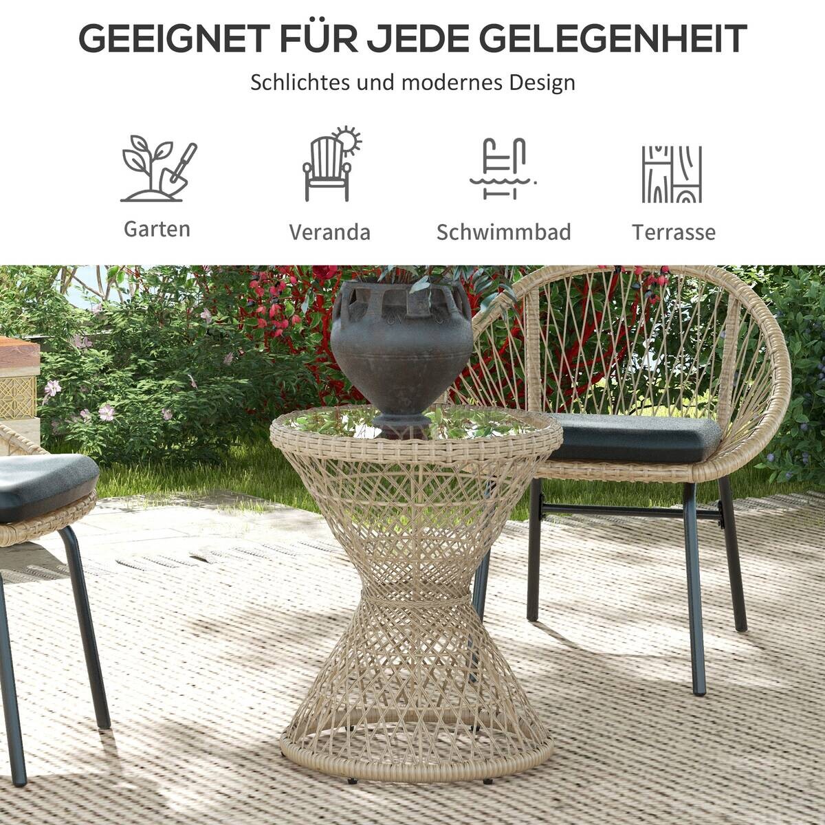 Outsunny Gartentisch braun Polypropylen B/H/L: ca. 45x45x52 cm