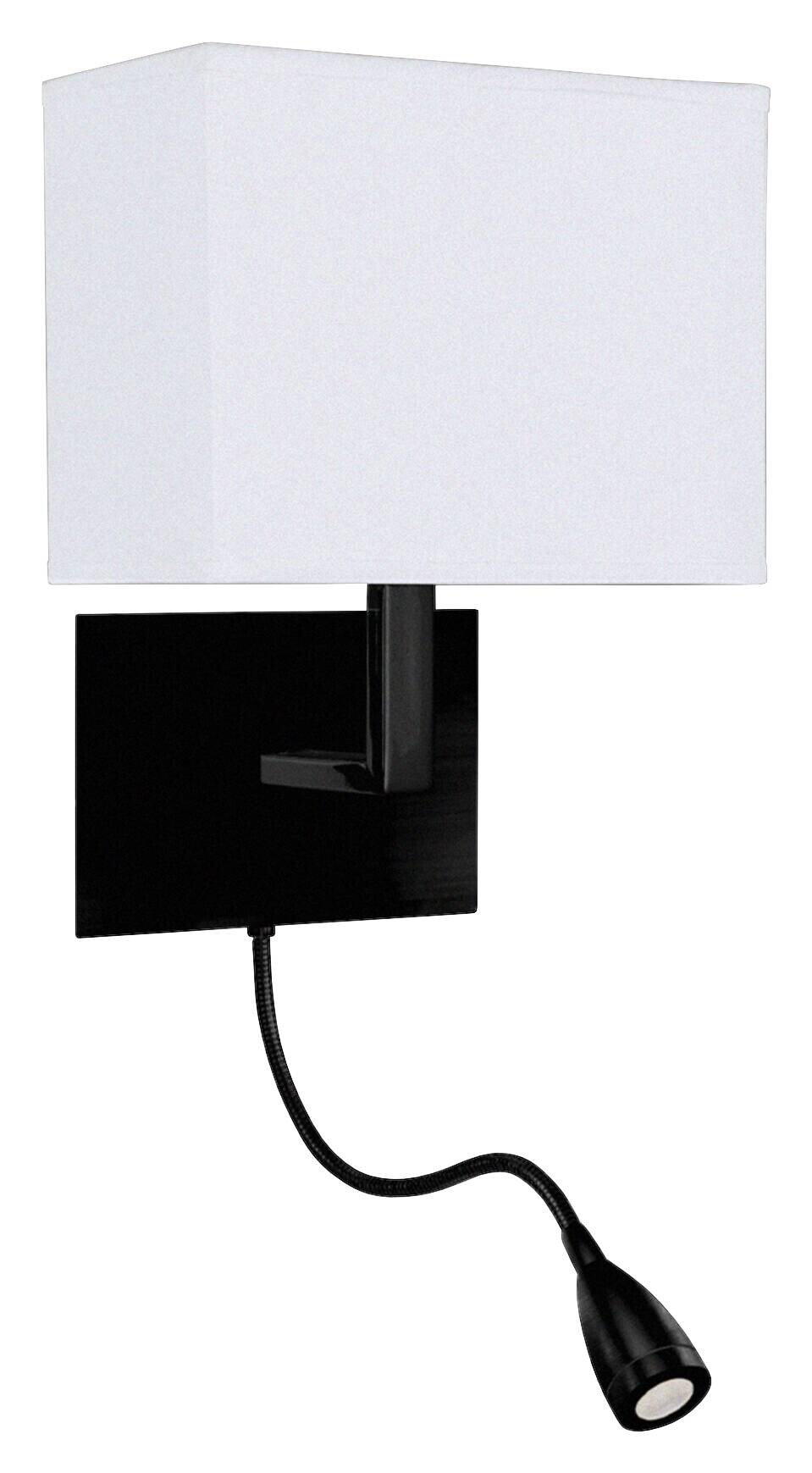 Searchlight Wandleuchte Hotel weiß schwarz Textil Stahl B/H/T: ca. 20x26x26 cm E27 1 Brennstellen