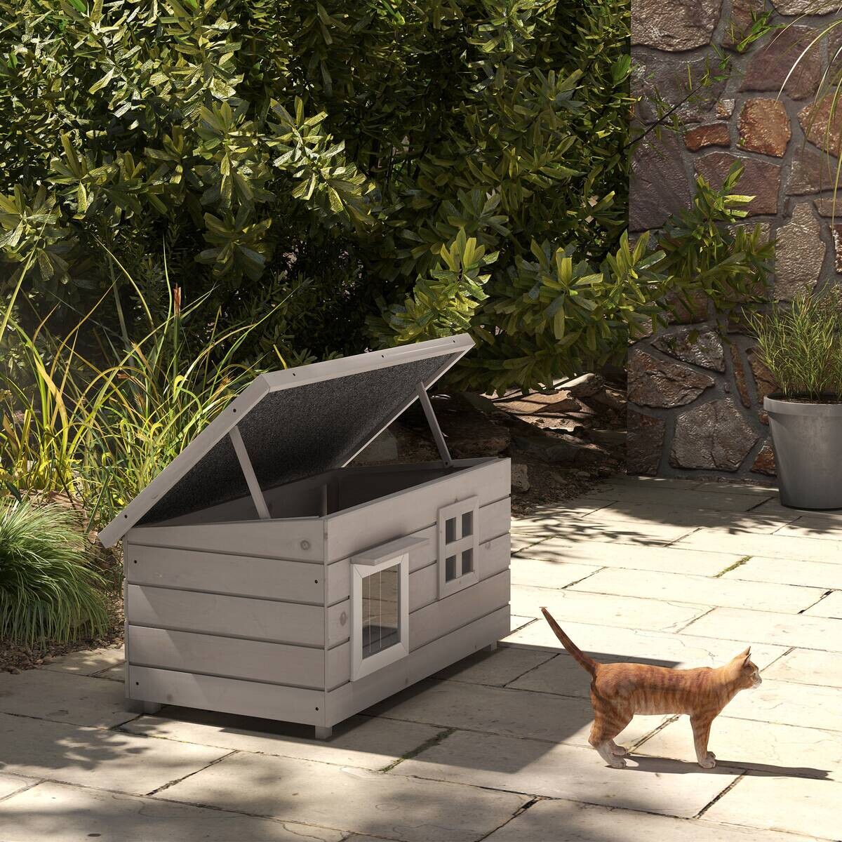 PawHut Katzen-Zubehör schwarz Edelstahl B/H/L: ca. 52x87x44 cm