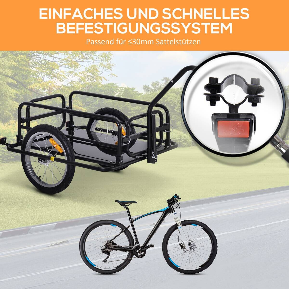 HOMCOM Fahrradanhänger schwarz schwarz B/H/L: ca. 71,5x155x77 cm