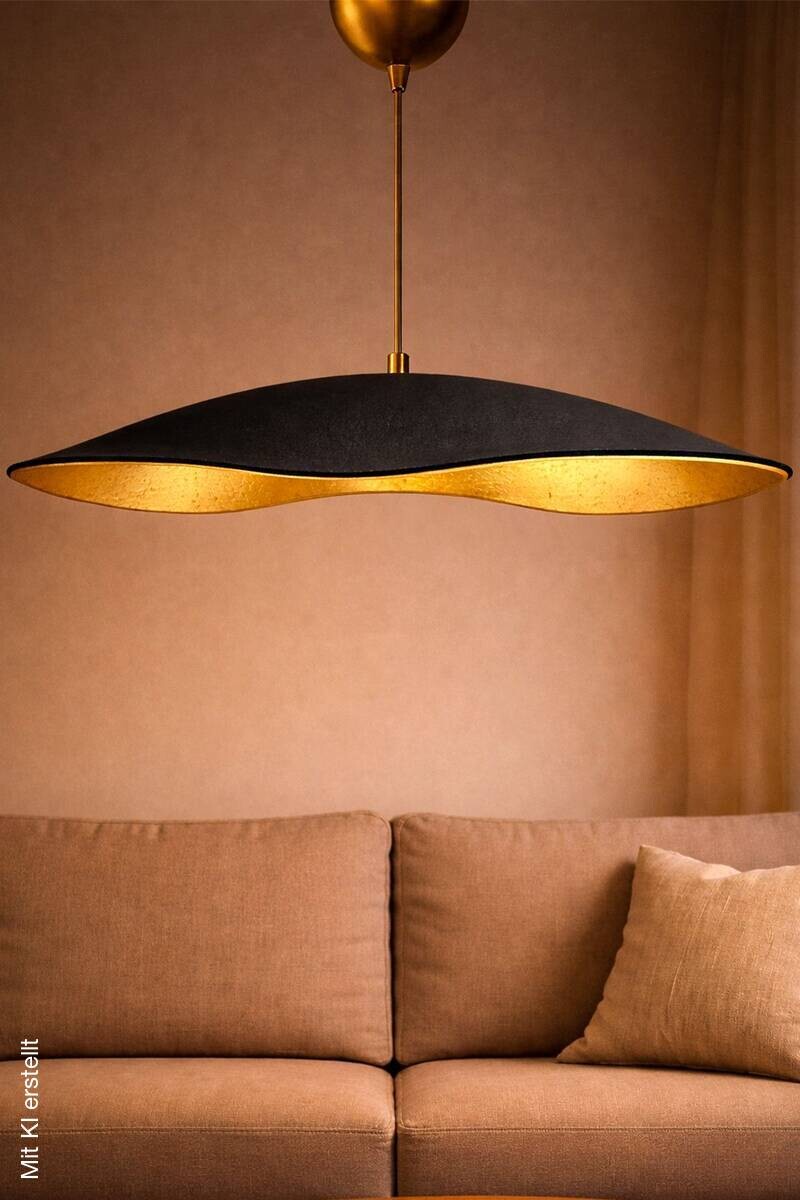 Pendelleuchte schwarz gold Beton B/H/L/D: ca. 58x60x58x58 cm E27 1 Brennstellen