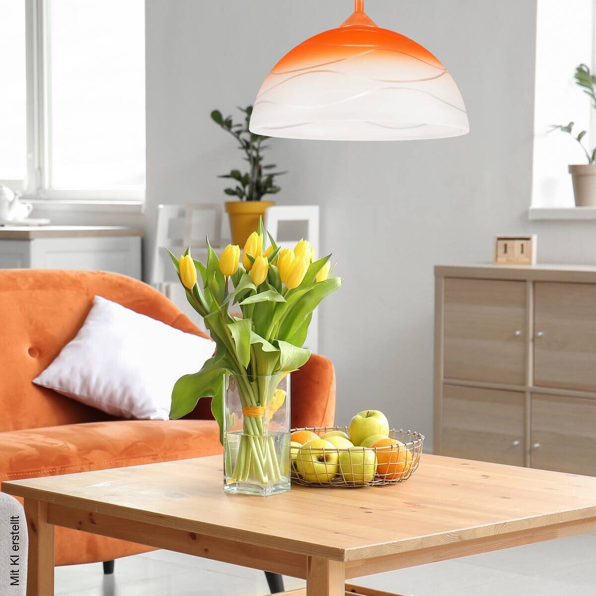 Lamkur Hängeleuchte orange Glas B/H/L: ca. 31x17x31 cm E27 1 Brennstellen