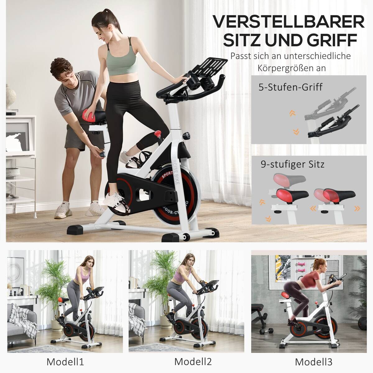 HOMCOM Ergometer schwarz Stahl B/H/L: ca. 53x114x103 cm