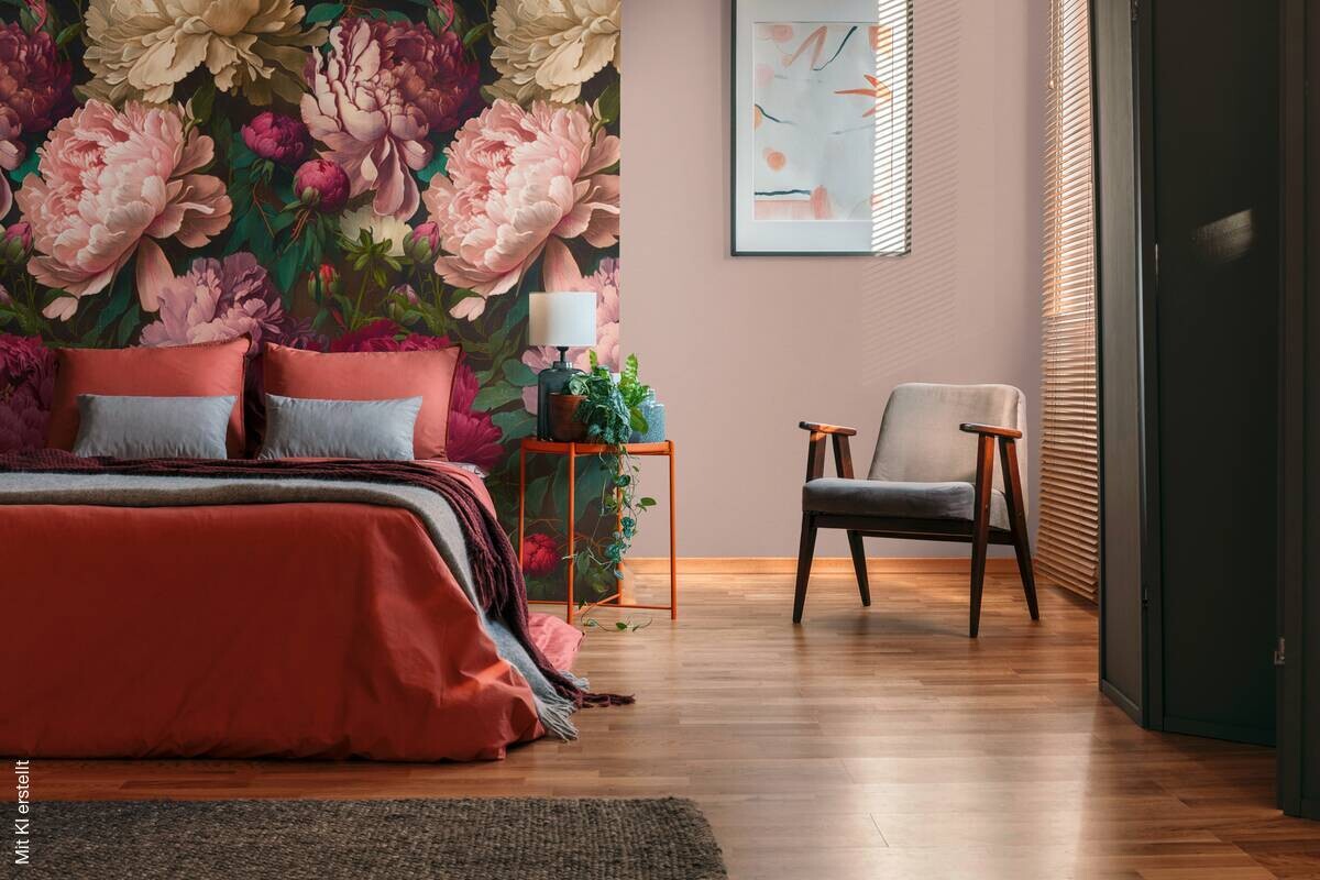 Livingwalls Fototapete Floral rot rosa pink B/L: ca. 280x159 cm