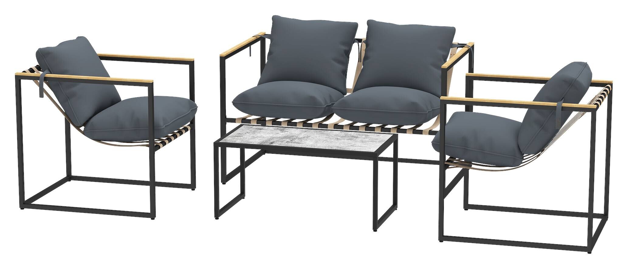 Outsunny Gartenmöbel-Set grau Polyester B/H/L: ca. 70x67x114 cm