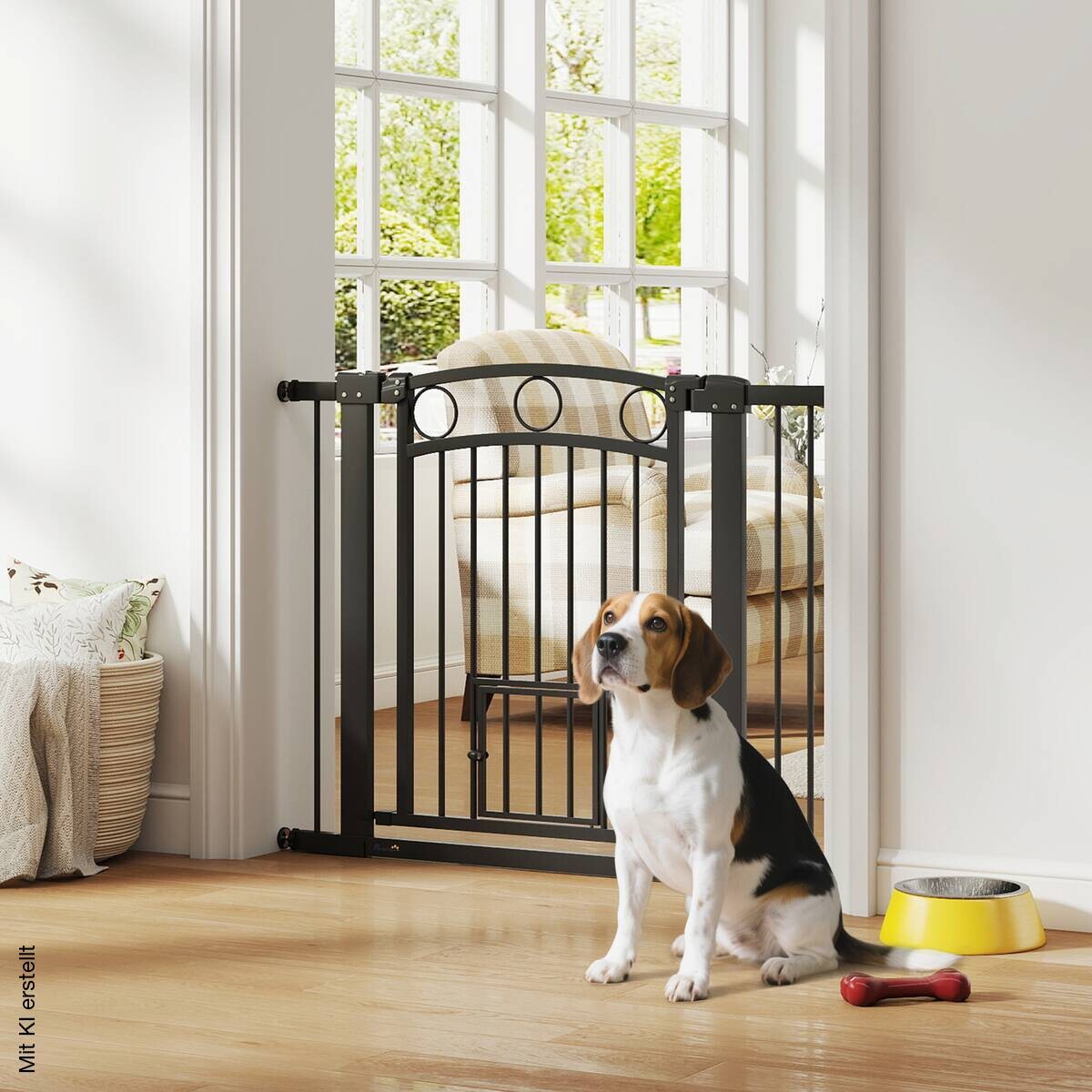 PawHut Türschutzgitter schwarz B/H/T/L: ca. 5x77x5x104 cm