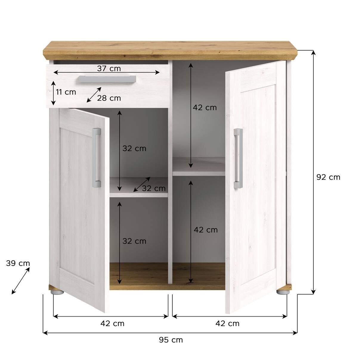 Kommode Verona Sibiu Lärche Nachbildung Eiche Artisan Nachbildung B/H/T: ca. 95x92x39 cm