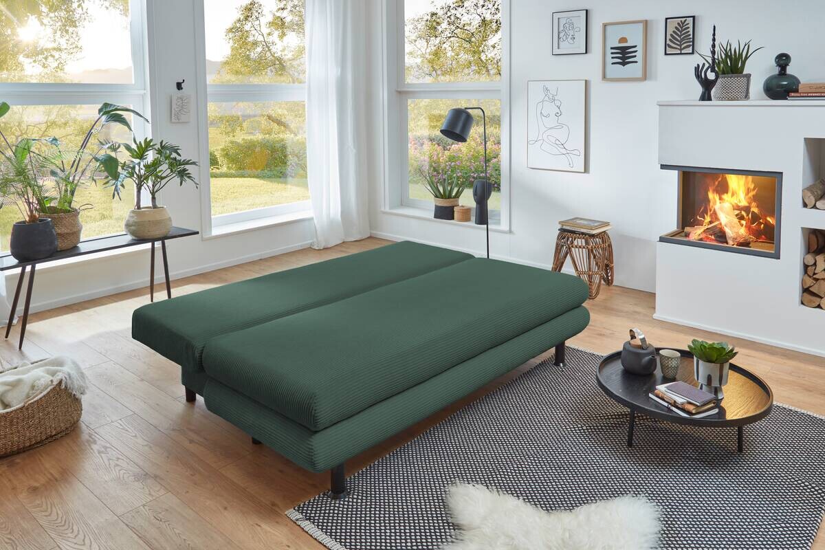 Schlafsofa grün Microfaser B/H/T: ca. 190x93x92 cm