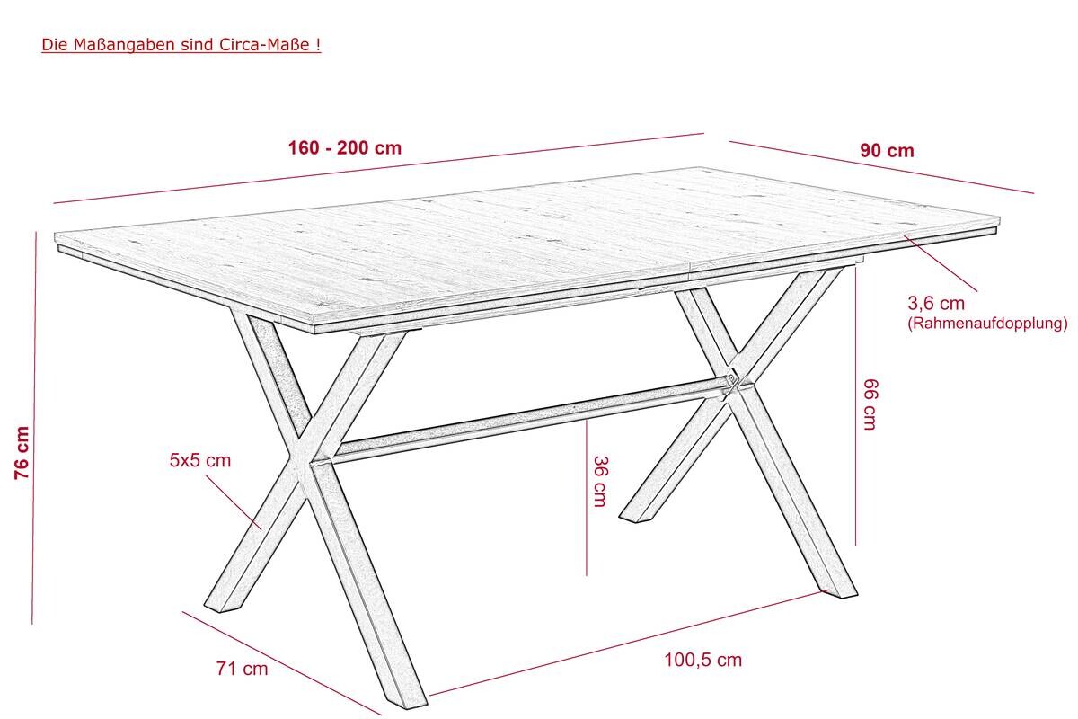 Essgruppe Karina Eiche anthrazit Microfaser B/H/T: ca. 200x76x90 cm