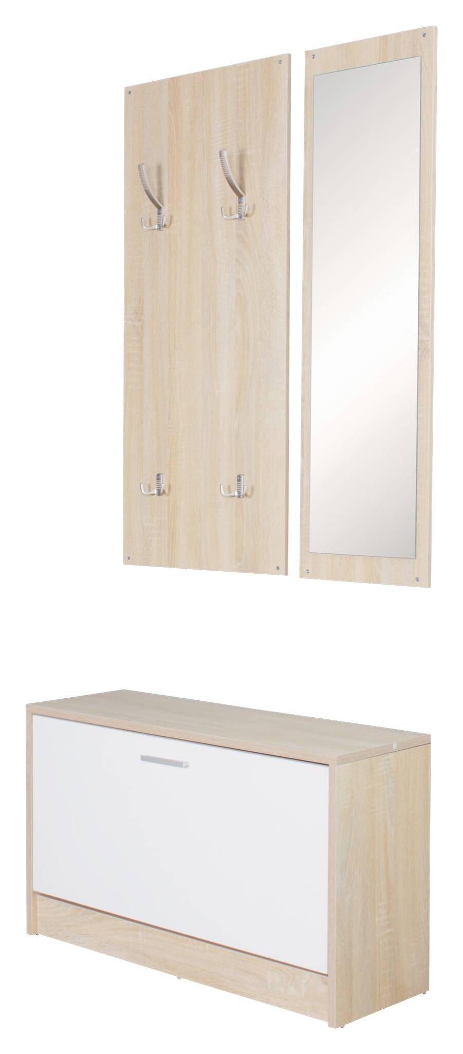 Garderobe Eiche Sonoma Nachbildung weiß B/T: ca. 80x27 cm