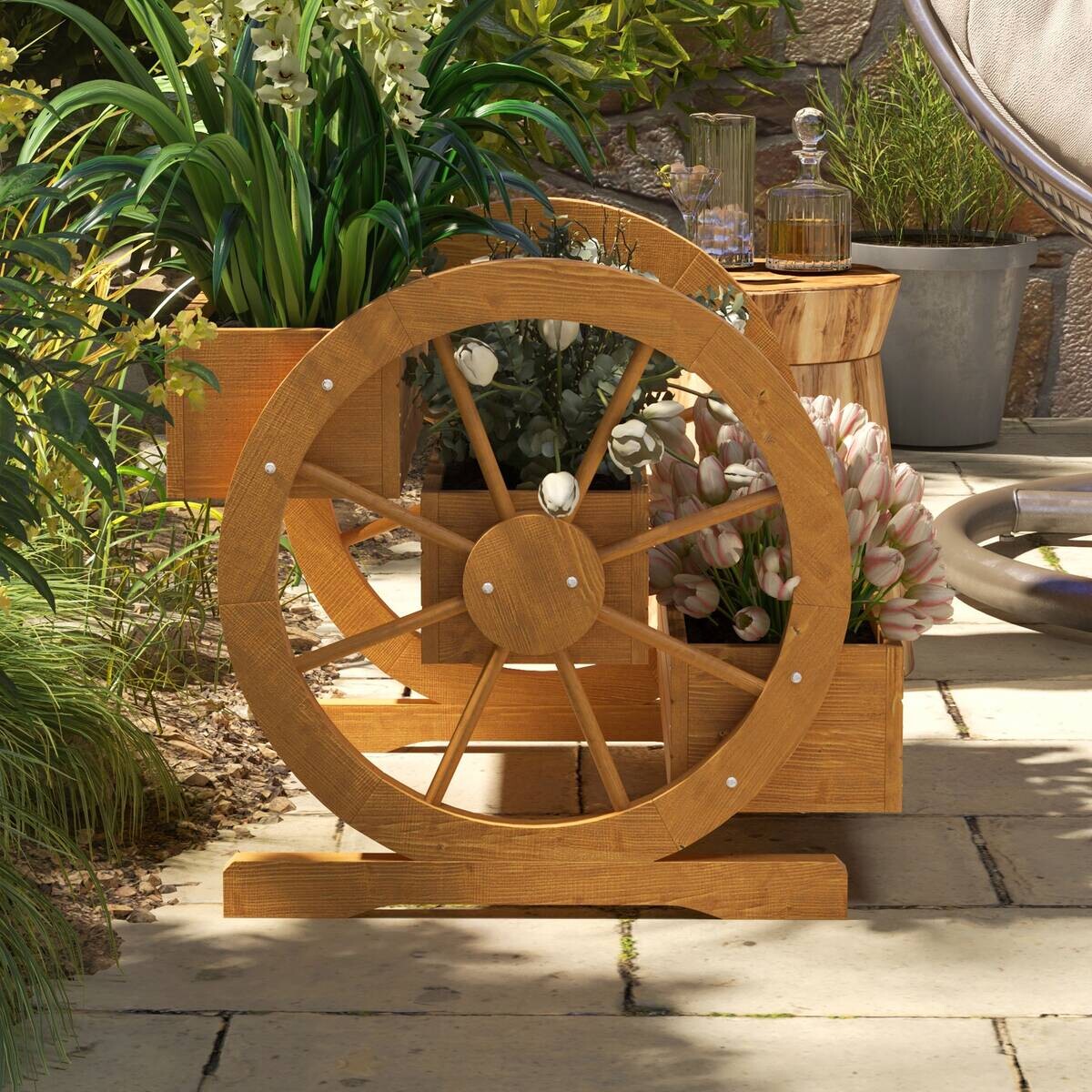 Outsunny Hochbeet natur Edelstahl B/H/L: ca. 62x61x57 cm