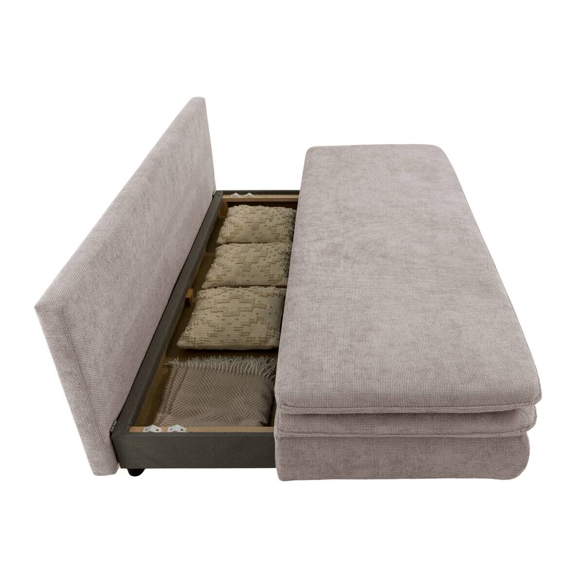 Schlafsofa Greige Microfaser B/H/T: ca. 200x89x85 cm