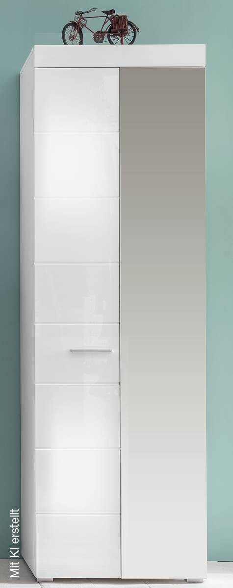 Garderobenschrank Amanda weiß Hochglanz B/H/T: ca. 62x195x38 cm