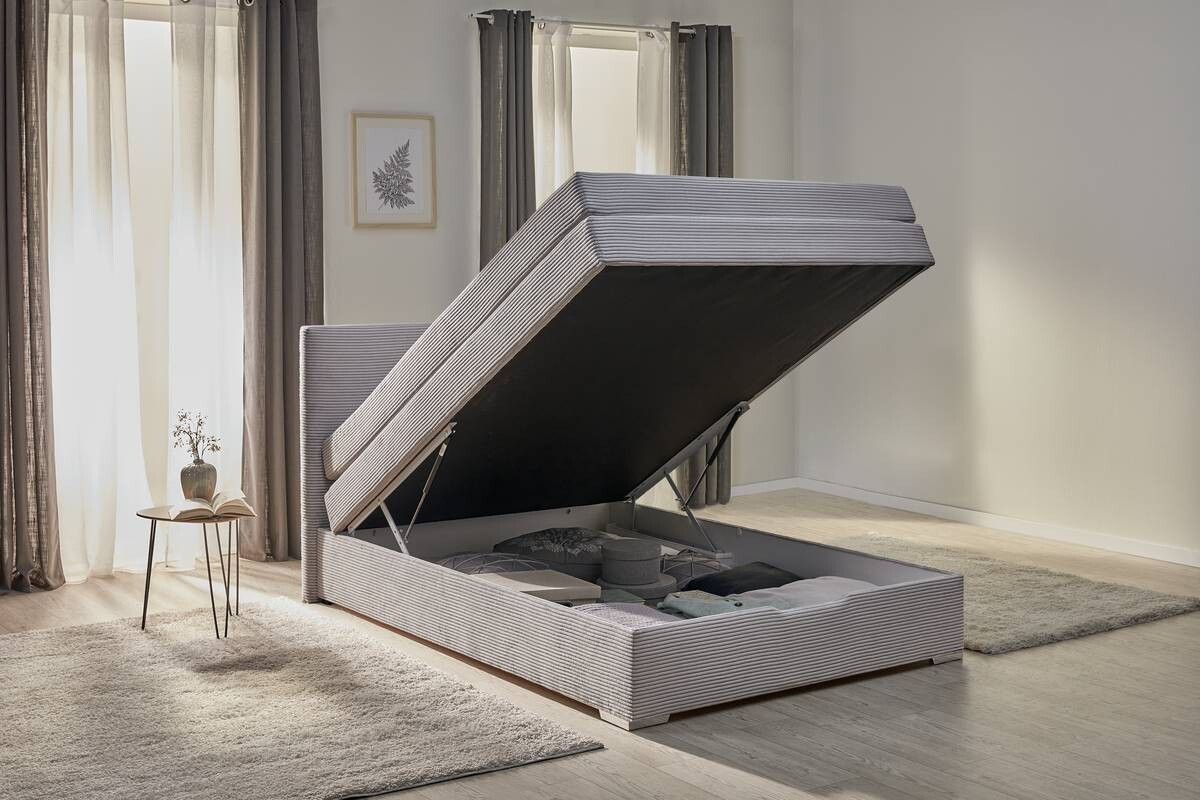 Boxspringbett Porto grau Liegefläche B/L: ca. 140x200 cm