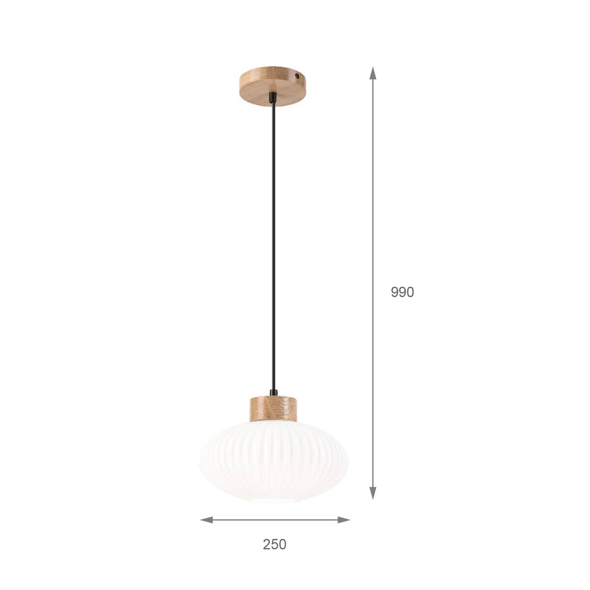 Lamkur Pendelleuchte Eiche Glas B/H/L: ca. 25x99x25 cm E27 1 Brennstellen