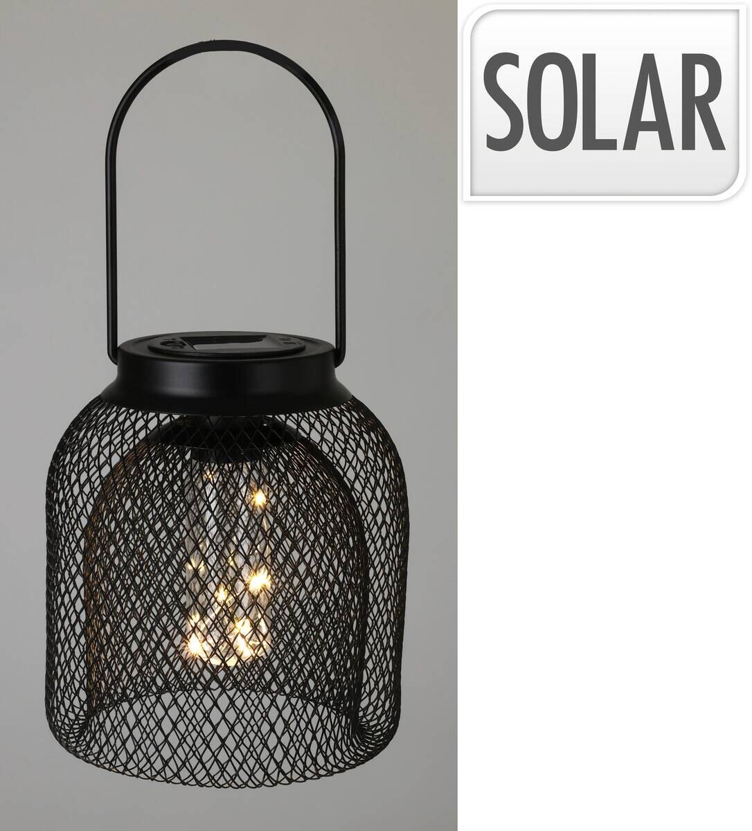 Solarlaterne schwarz Metall B/H/L: ca. 16,5x16,5x20,5 cm