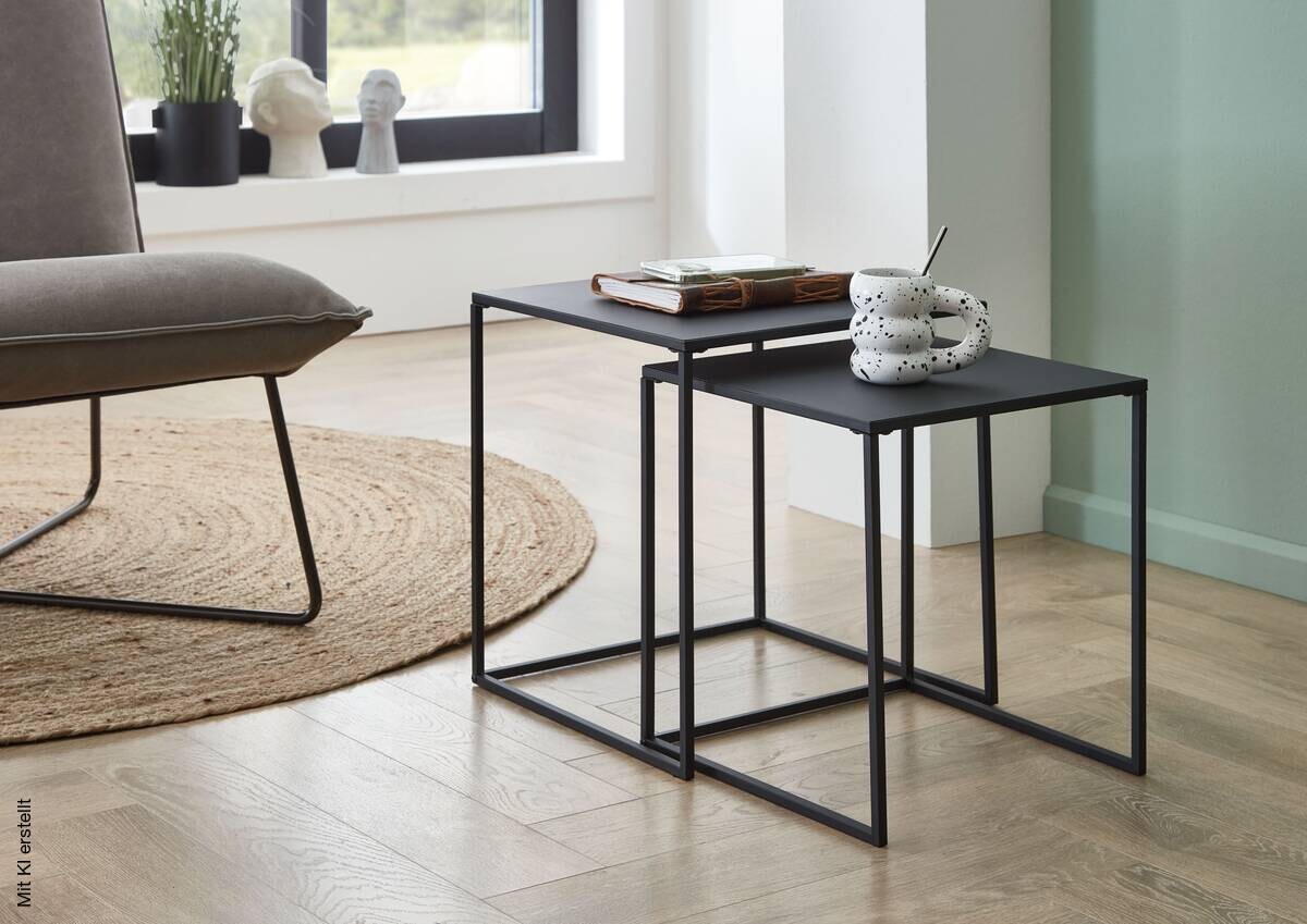 Couchtisch 2er Set schwarz B/H/T: ca. 38x41x38 cm