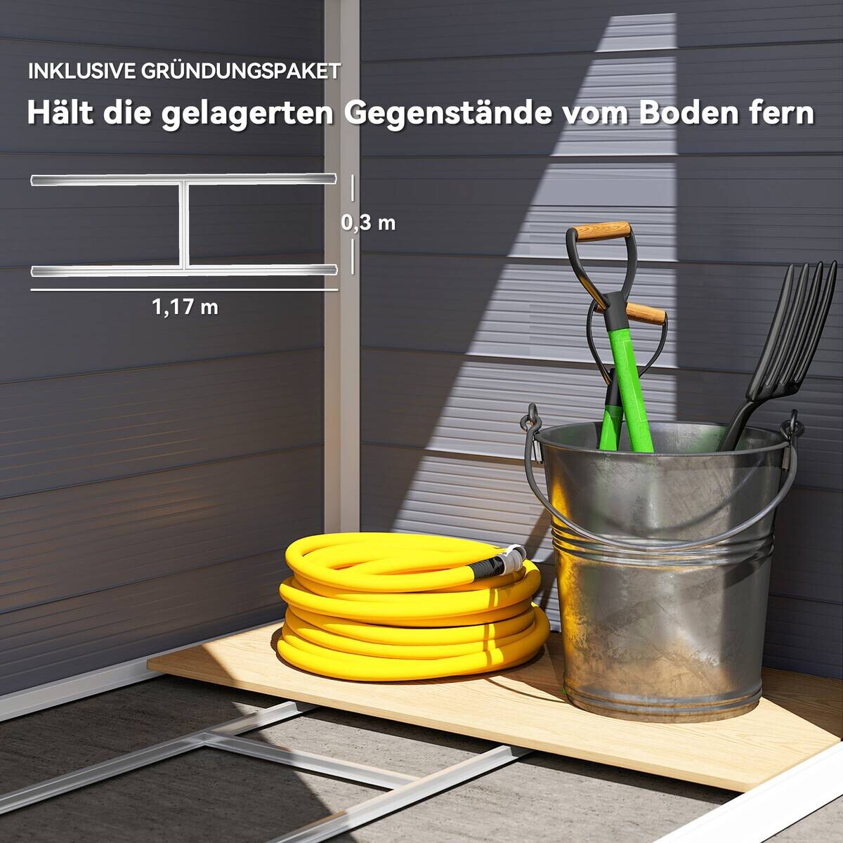 Outsunny Gartenhaus dunkelgrau B/H/T/L: ca. 102x208x102x133 cm