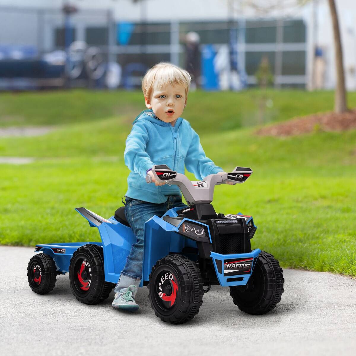 HOMCOM Kinder Elektrofahrzeug grau B/H/L: ca. 41,5x48,5x106 cm