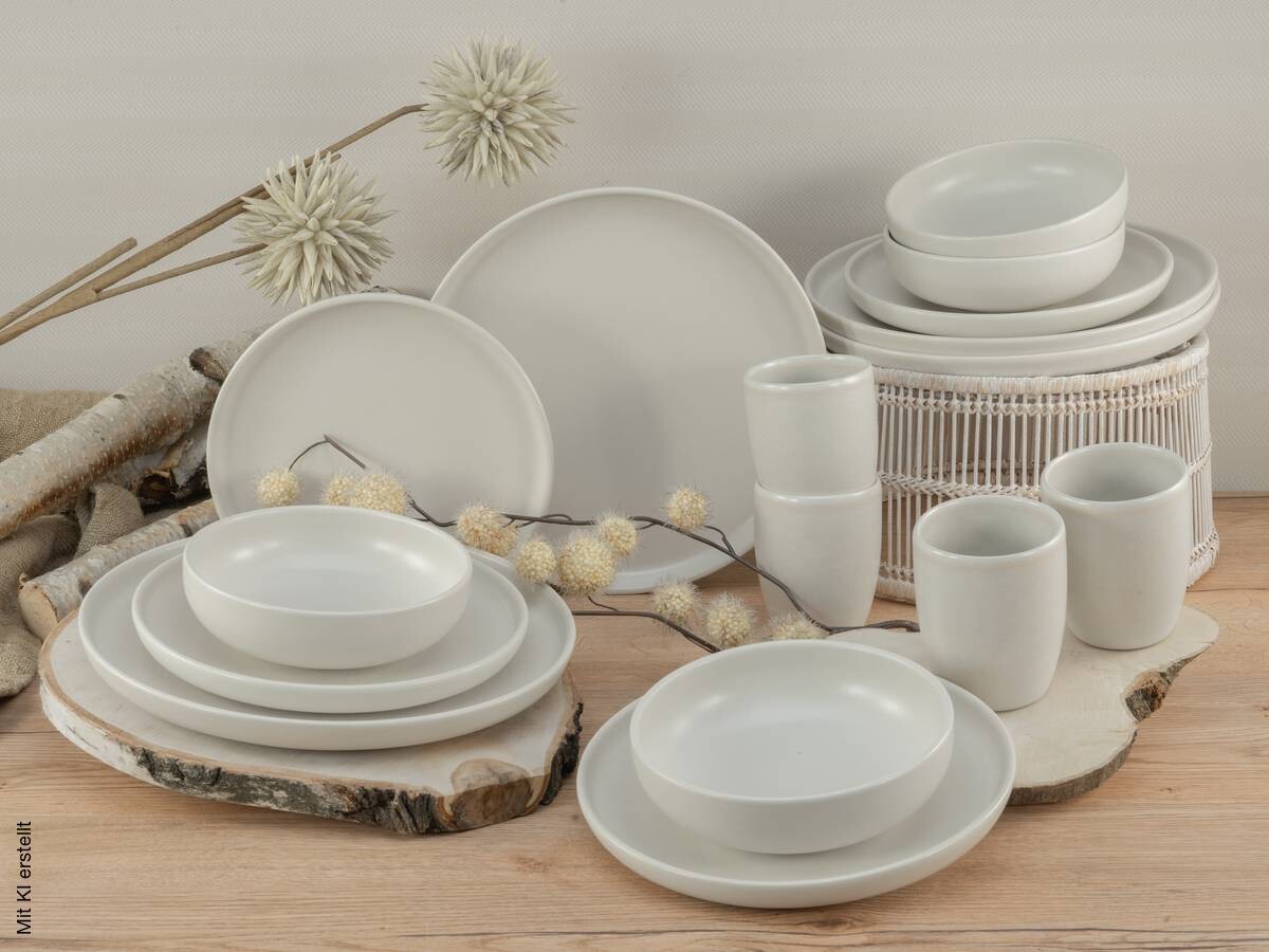 CreaTable Kombiservice Uno offwhite Steinzeug 16 tlg.