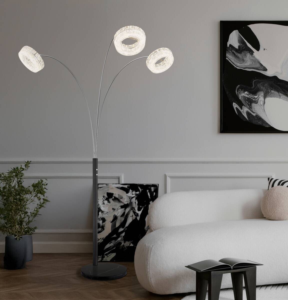 GLOBO Stehleuchte klar schwarz Metall Acryl Glas B/H/L: ca. 102x190x82,5 cm 1 Brennstellen