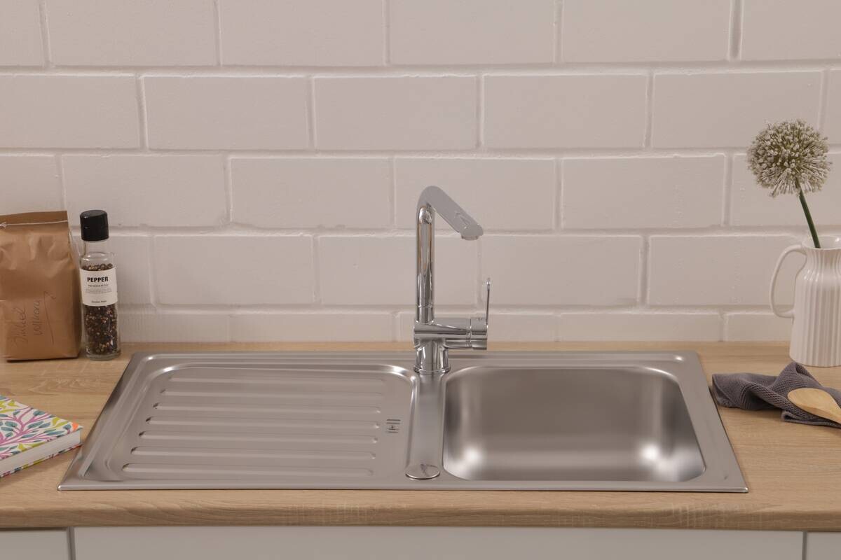 Respekta Einbauspüle Riverside Edelstahl B/H/T: ca. 86x17,5x50 cm